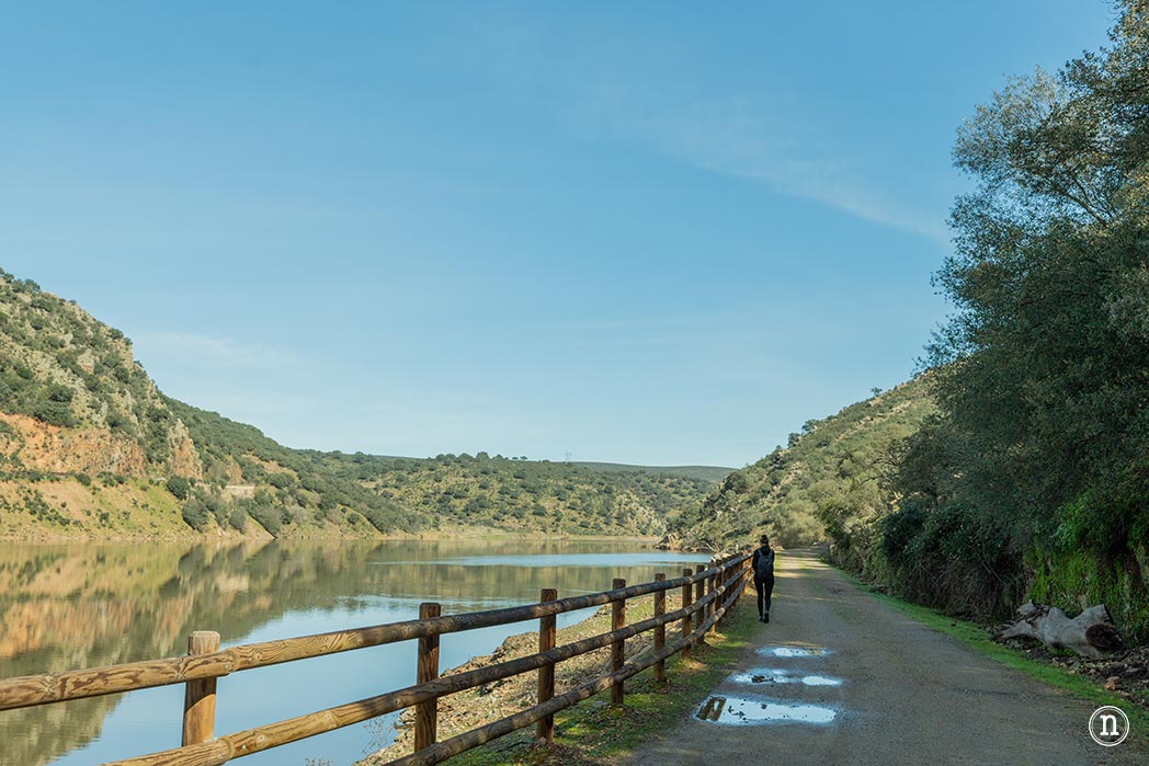 Parque Nacional de Monfragüe, castillo, buitres y Salto del Gitano
Y cuenta la leyenda que el puente costó tantas monedas de oro como piedras tiene 30.000 y tú te crees esta leyenda del siglo XVII?
Si algo nos ha gustado, ha sido ver el embalse lleno de agua, pero esto tiene una consecuencia que tenemos que asumir en nuestra ruta y es que no podremos atravesar el puente del cardenal, sino que tendremos que continuar andando por la carretera hasta llegar al puente nuevo
Mirador del río Tajo, puente del cardenal Sierra de las corchuelas Cañada Real